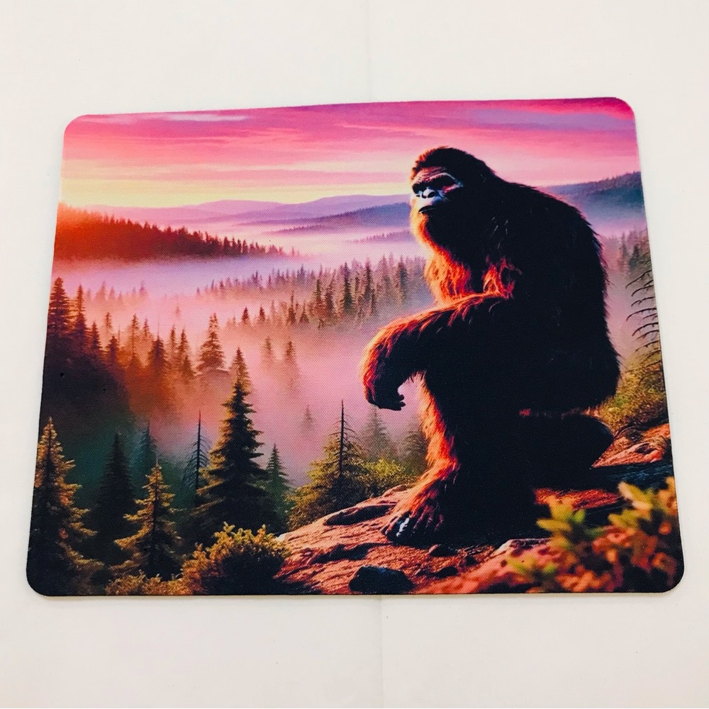 Bigfoot In Forest At Sunset Computer Mousepad Cryptid Creatures